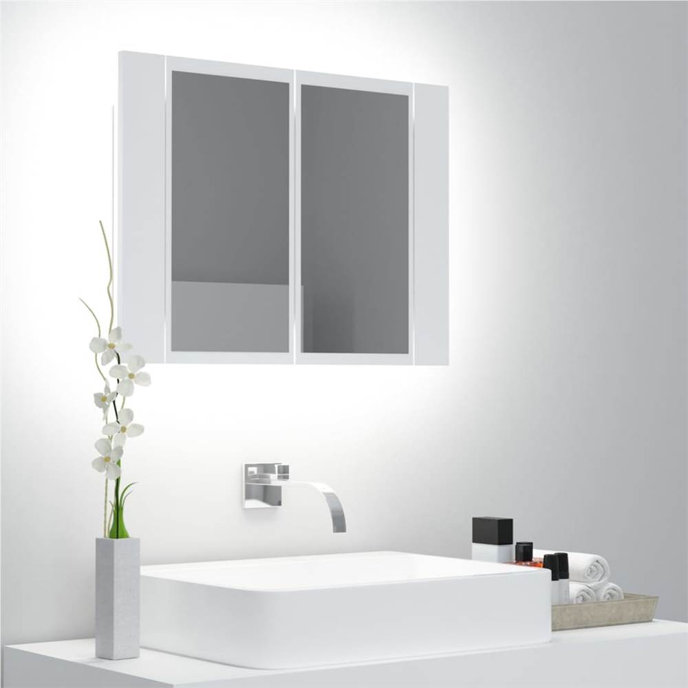 LED Badezimmerspiegelschrank Weiß 60x12x45 cm