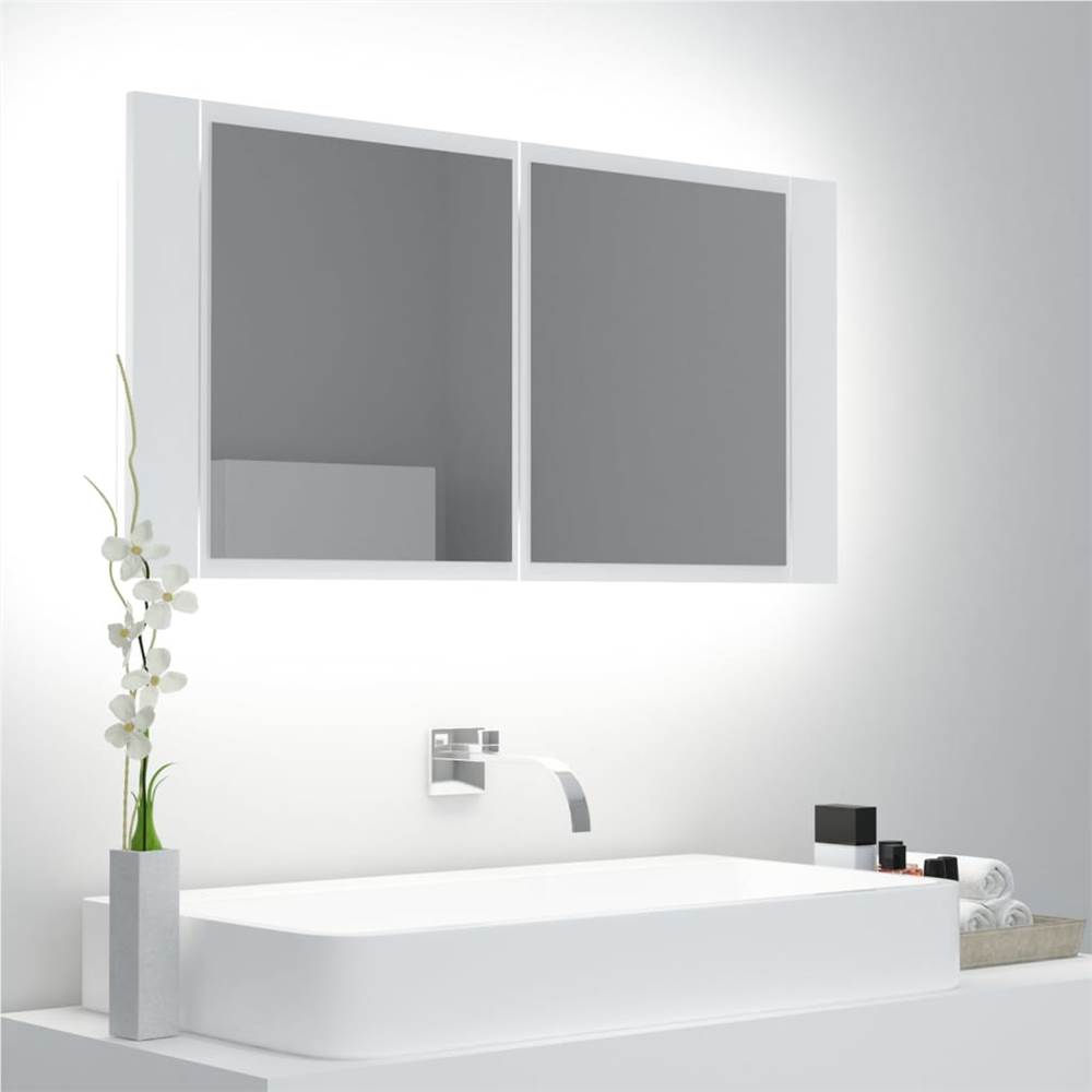 

LED Bathroom Mirror Cabinet White 90x12x45 cm