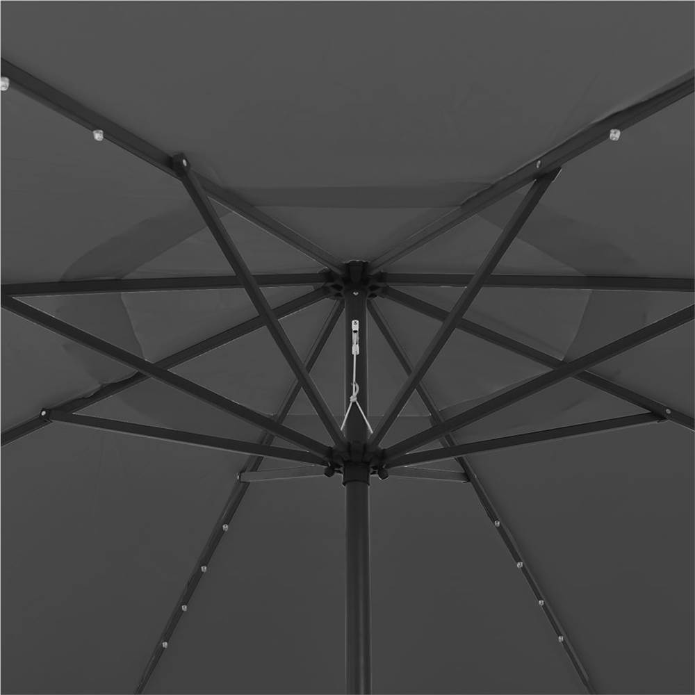 Outdoor Parasol with LED Lights and Metal Pole 400 cm Anthracite
