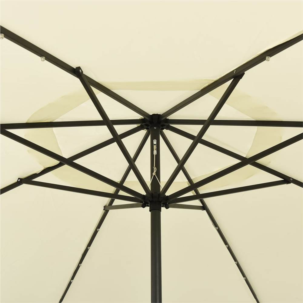 Outdoor Parasol with LED Lights and Metal Pole 400 cm Sand