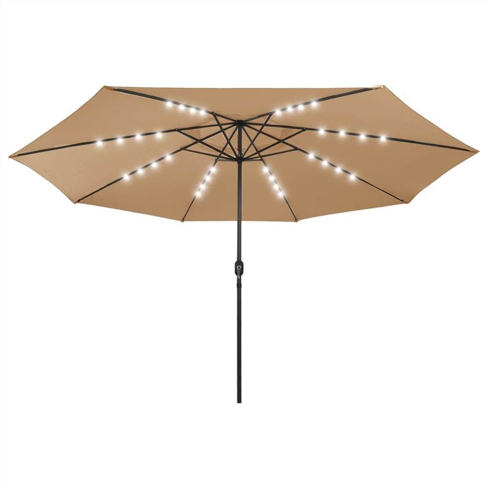 Outdoor Parasol with LED Lights and Metal Pole 400 cm Taupe