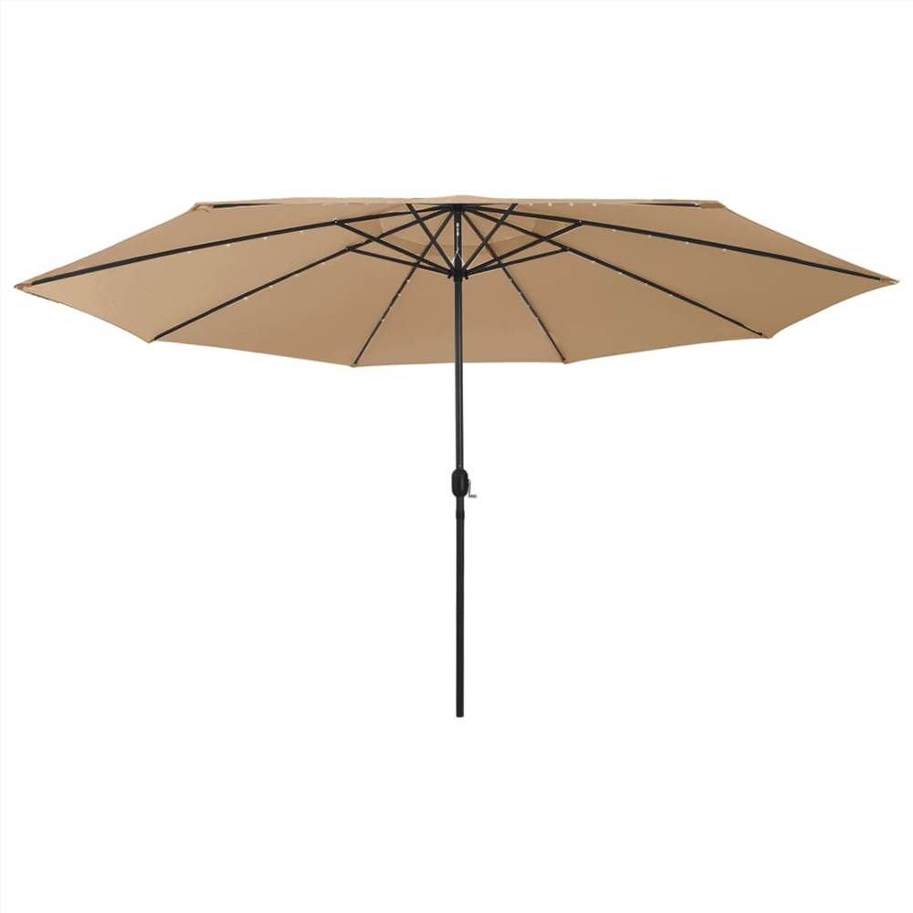 Outdoor Parasol with LED Lights and Metal Pole 400 cm Taupe