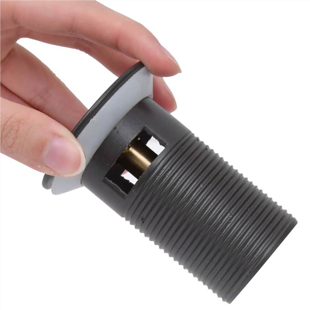 Push Drain with Overflow Function Grey 6.4x6.4x9.1 cm