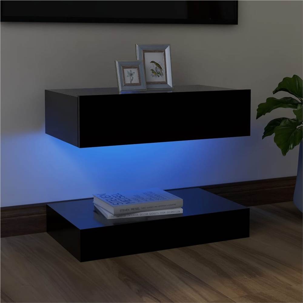 

TV Cabinet with LED Lights Black 60x35 cm