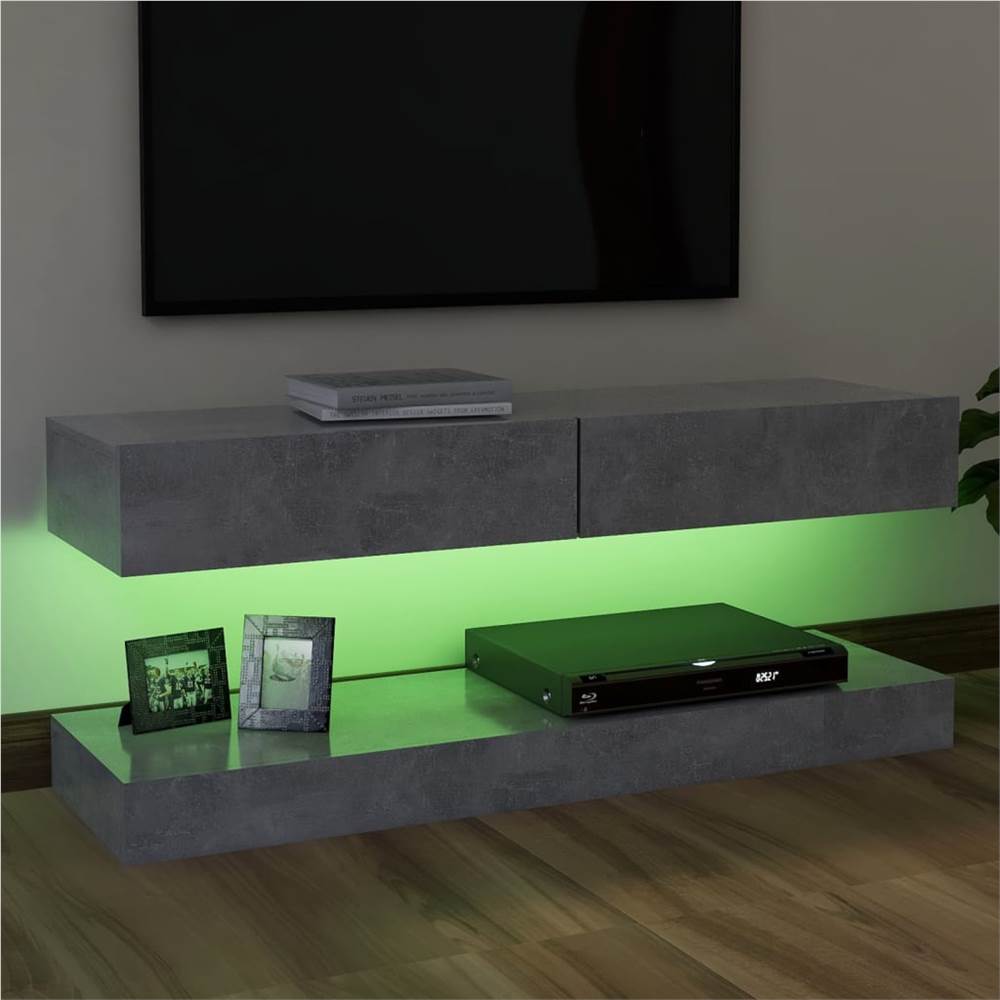 TV with LED Lights Concrete Grey 120x35 cm