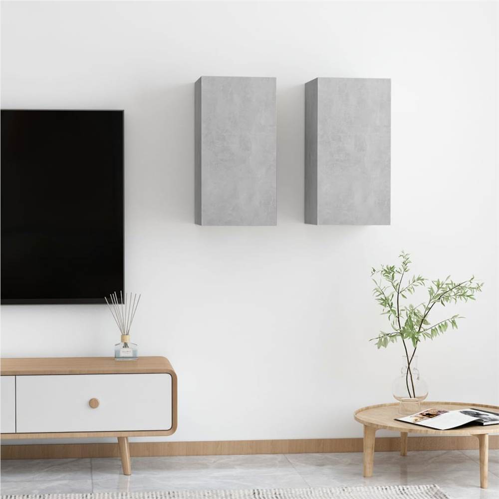 TV Cabinets 2 pcs Concrete Grey 30.5x30x60 cm Chipboard