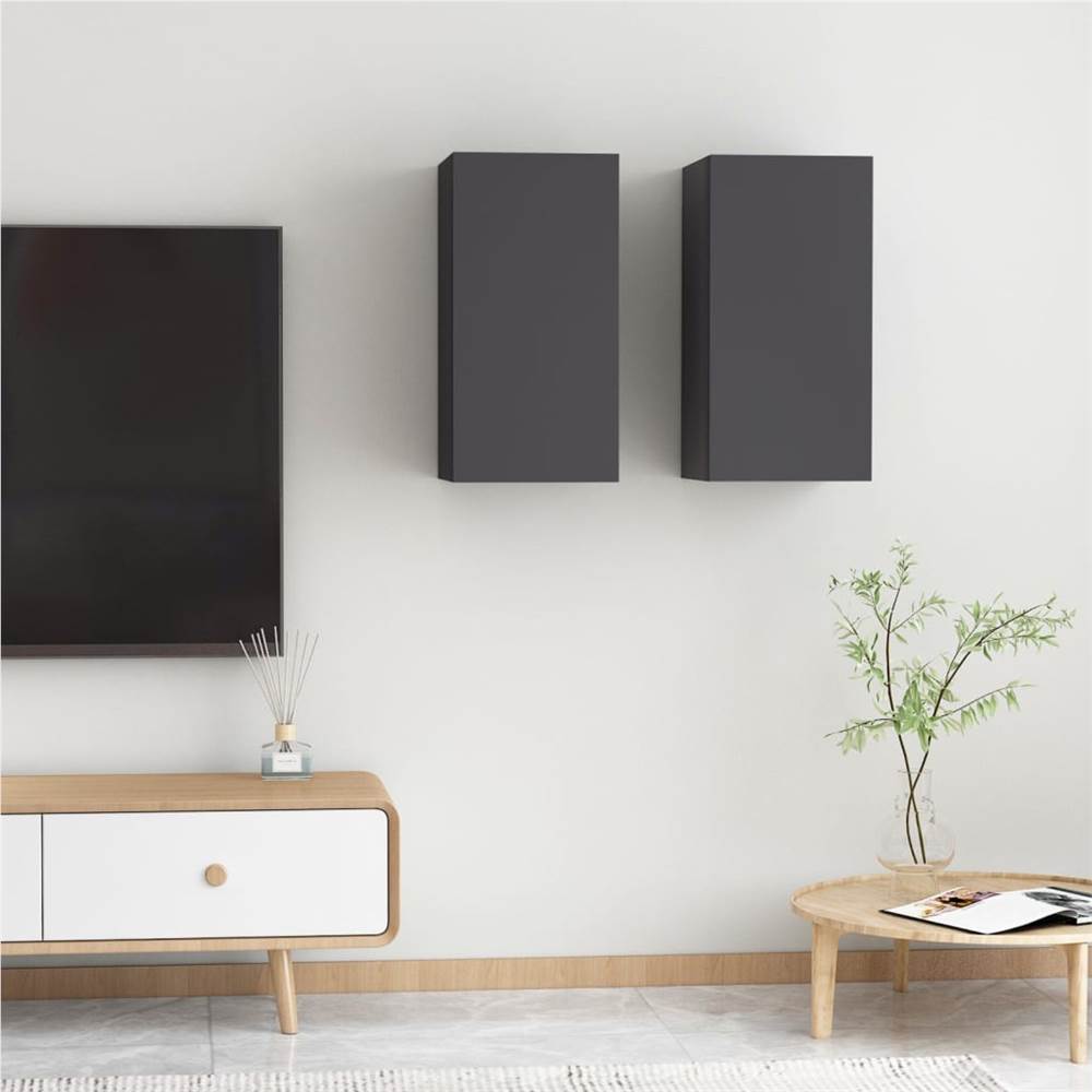 TV Cabinets 2 pcs Grey 30.5x30x60 cm Chipboard