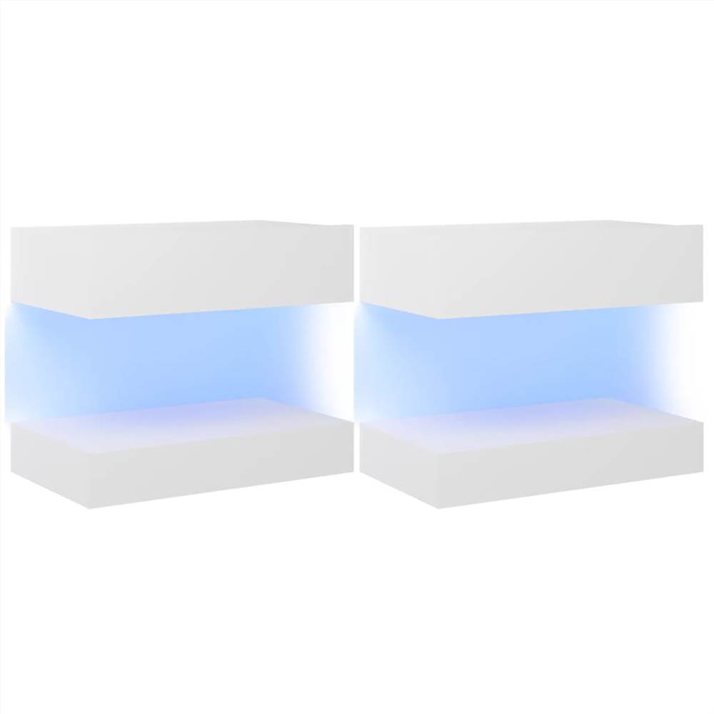 TV Cabinets with LED Lights 2 pcs White 60x35 cm