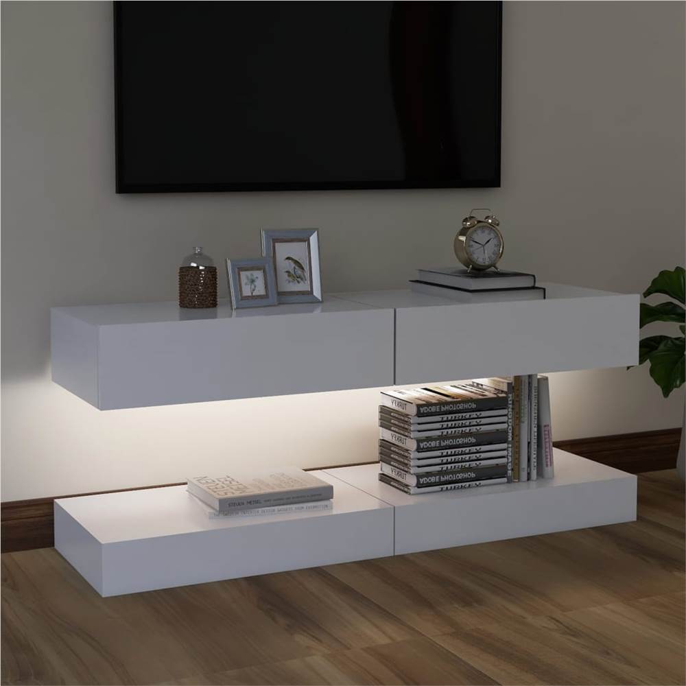 TV Cabinets with LED Lights 2 pcs White 60x35 cm