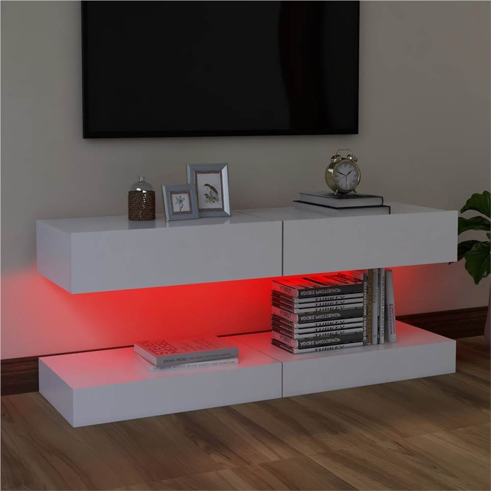 TV Cabinets with LED Lights 2 pcs White 60x35 cm