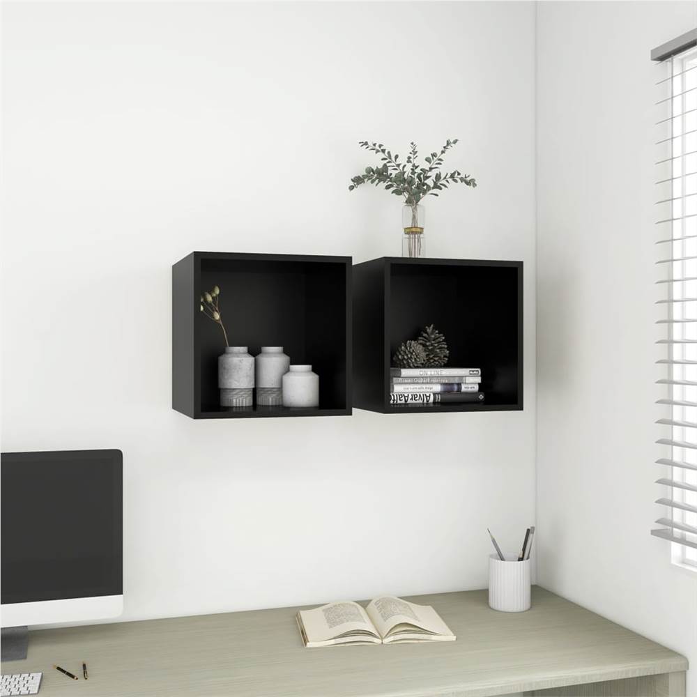 

Wall Cabinets 2 pcs Black 37x37x37 cm Chipboard