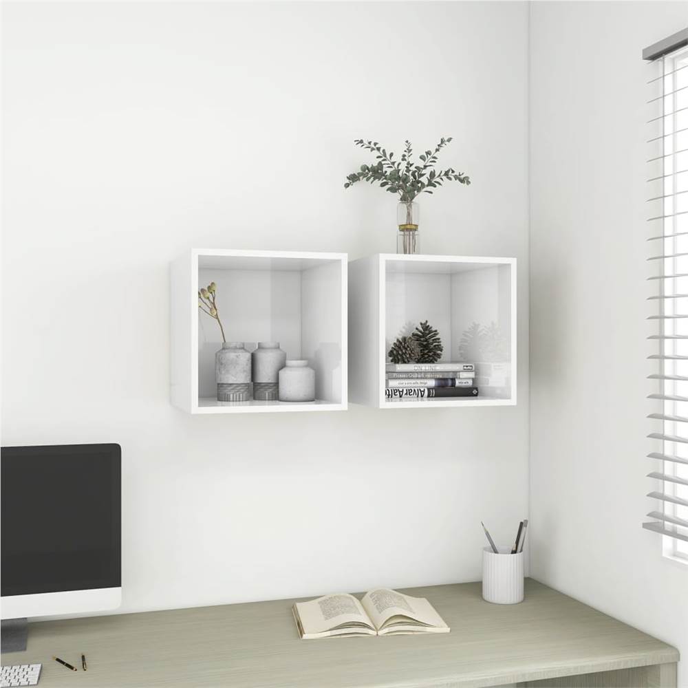 

Wall Cabinets 2 pcs High Gloss White 37x37x37 cm Chipboard