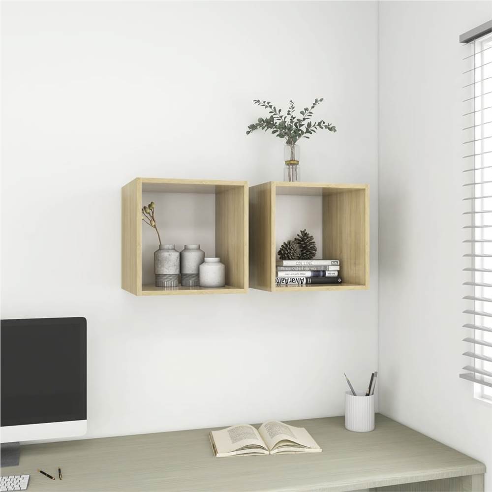 

Wall Cabinets 2 pcs White and Sonoma Oak 37x37x37 cm Chipboard
