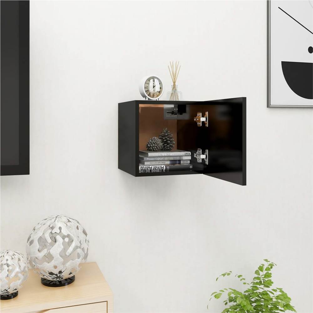 Falra szerelhető TV szekrény fekete 30.5x30x30 cm