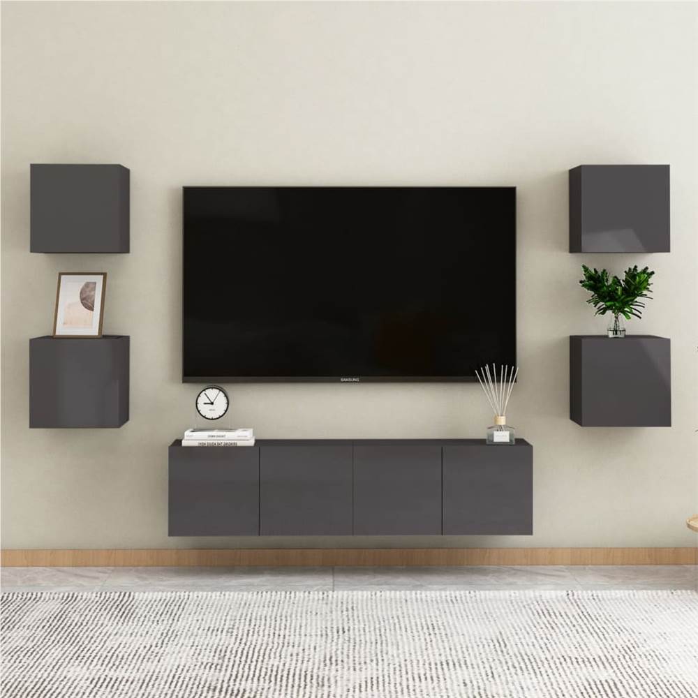 Wall Mounted TV High Gloss Grey 30.5x30x30 cm