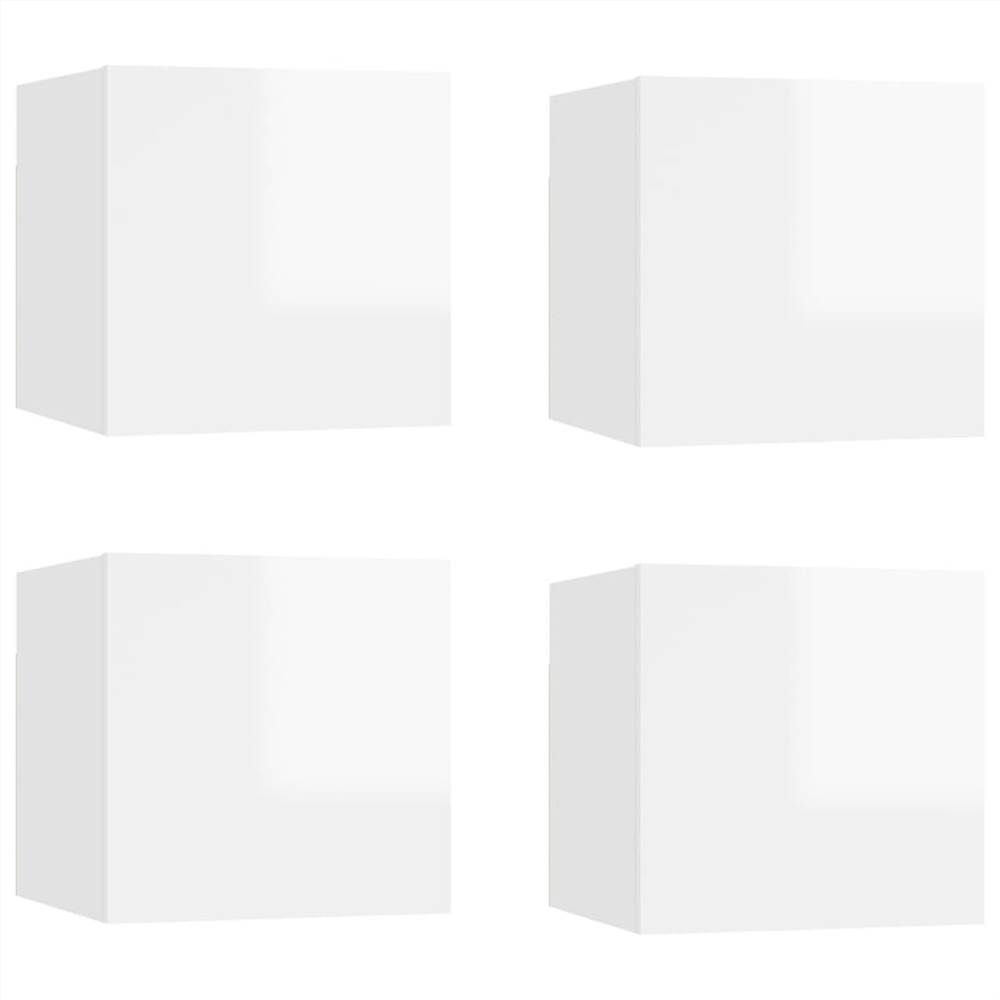 Wall Mounted TV 4 pcs High Gloss White 30.5x30x30 cm