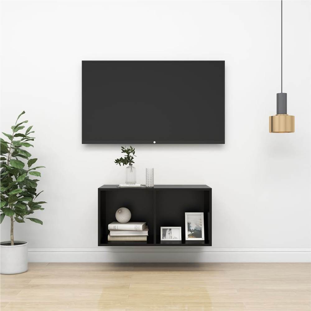 

Wall-mounted TV Cabinet Black 37x37x72 cm Chipboard