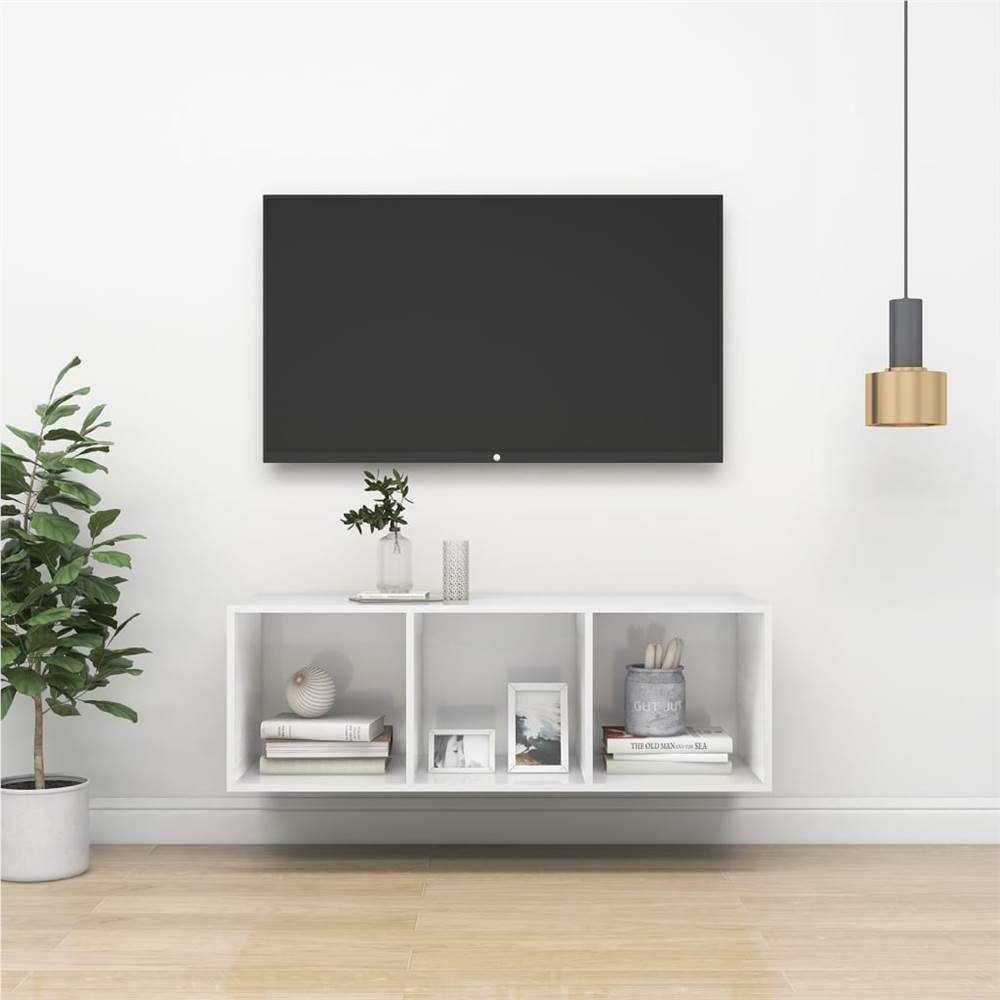 

Wall-mounted TV Cabinet High Gloss White 37x37x107 cm Chipboard