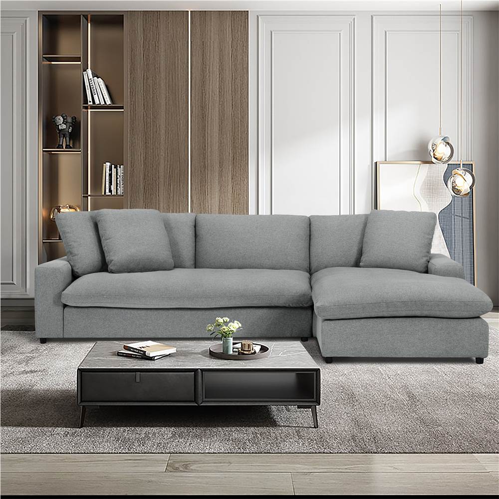 79.13" 3-Seat Polyester Upholstered Sectional Sofa Gray