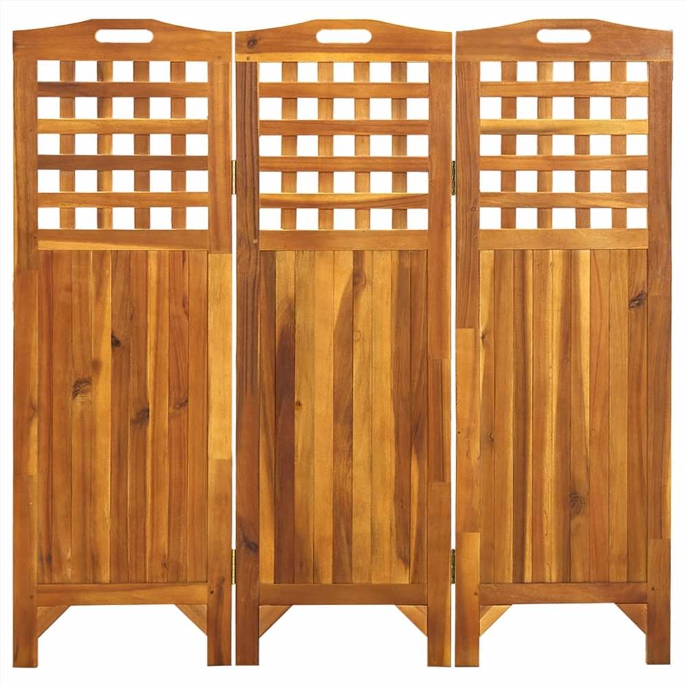3Panel Room Divider 121x2x120 cm Solid Acacia Wood