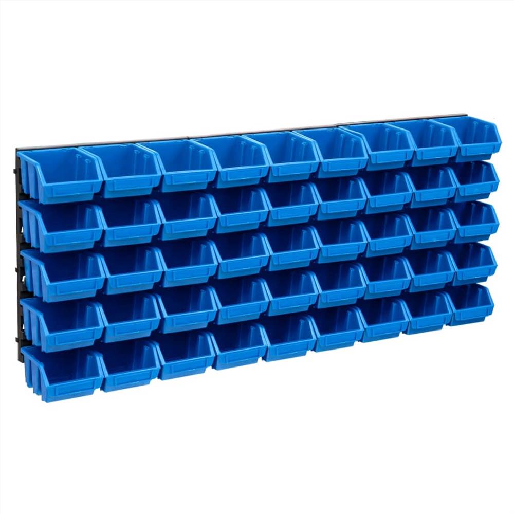 

48 Piece Storage Bin Kit with Wall Panels Blue and Black