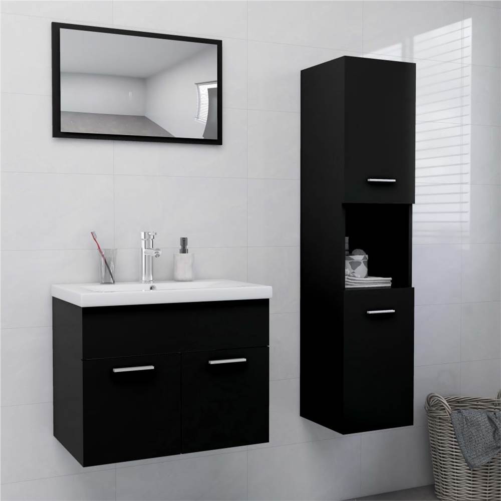 

Bathroom Furniture Set Black Chipboard