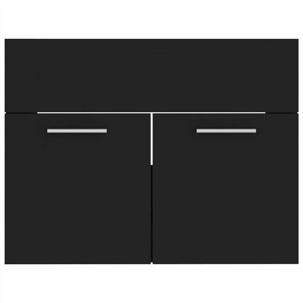 Bathroom Furniture Set Black Chipboard