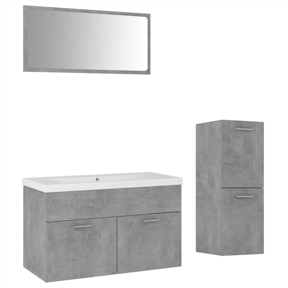 Bathroom Furniture Set Concrete Grey Chipboard