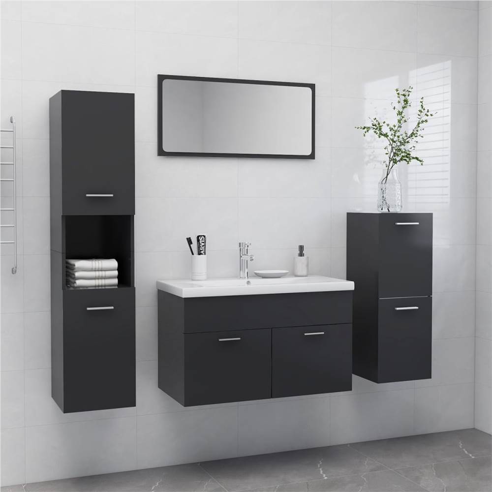

Bathroom Furniture Set Grey Chipboard