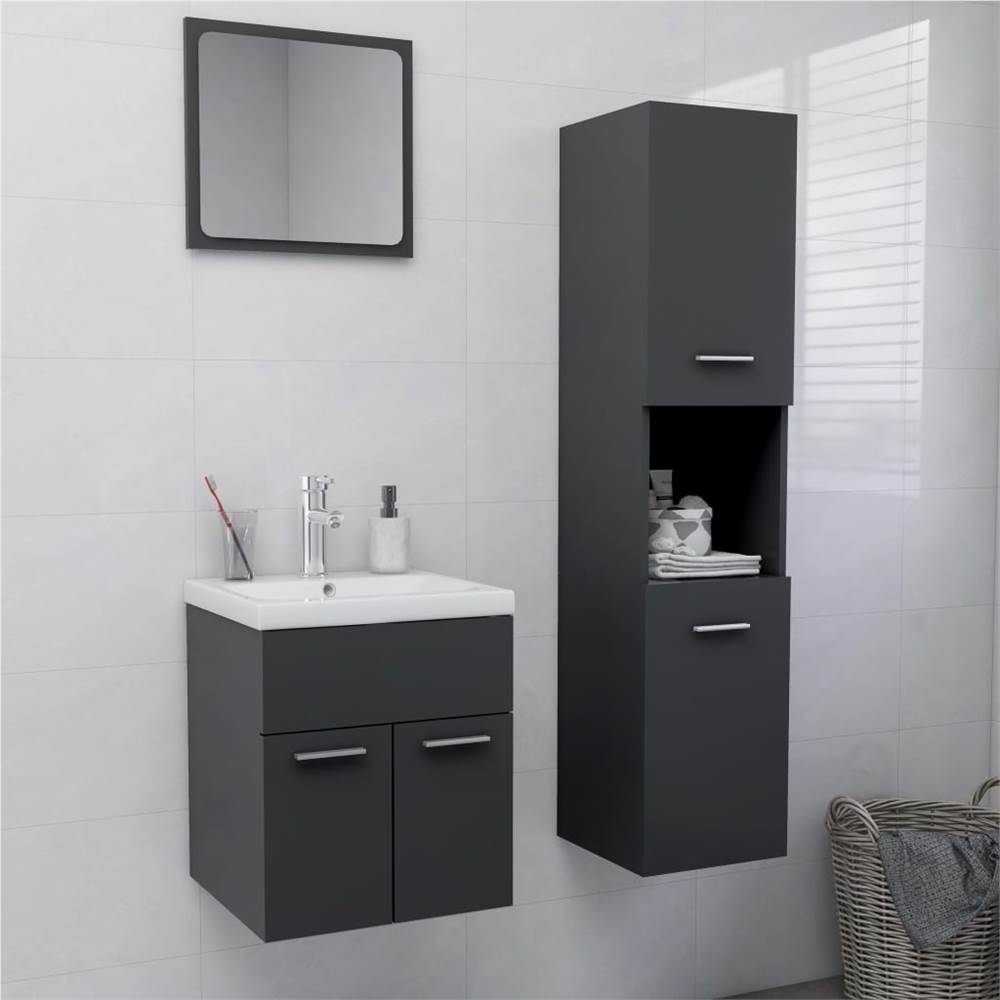 

Bathroom Furniture Set Grey Chipboard
