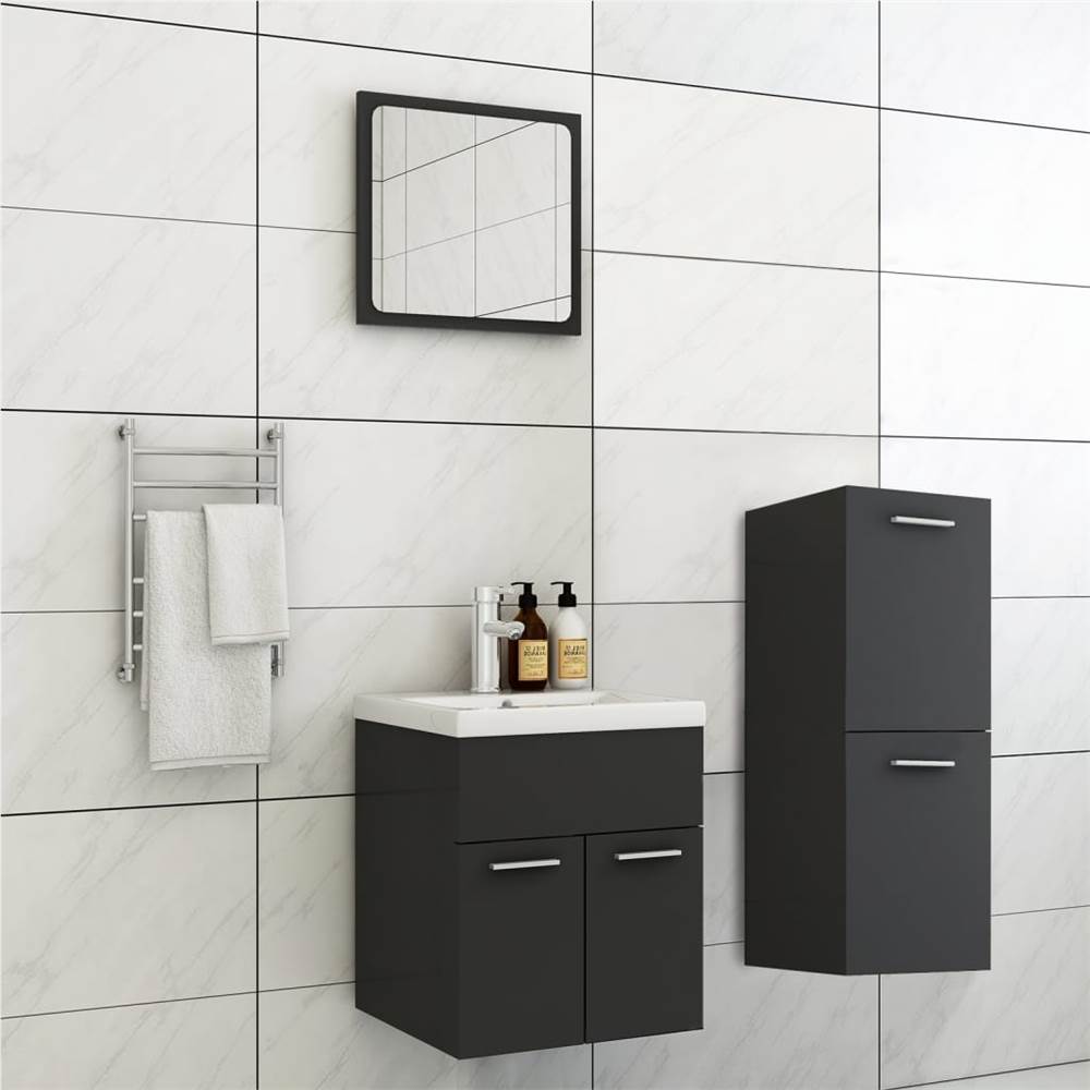 

Bathroom Furniture Set Grey Chipboard