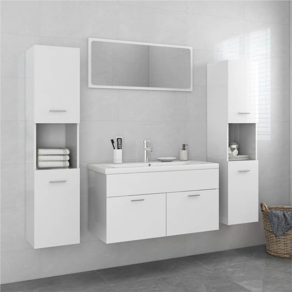 

Bathroom Furniture Set High Gloss White Chipboard