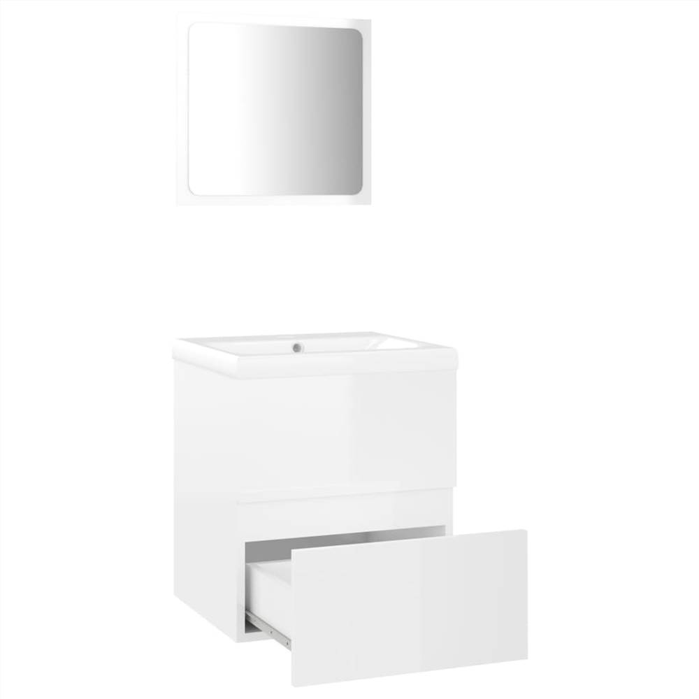Bathroom Furniture Set High Gloss White Chipboard