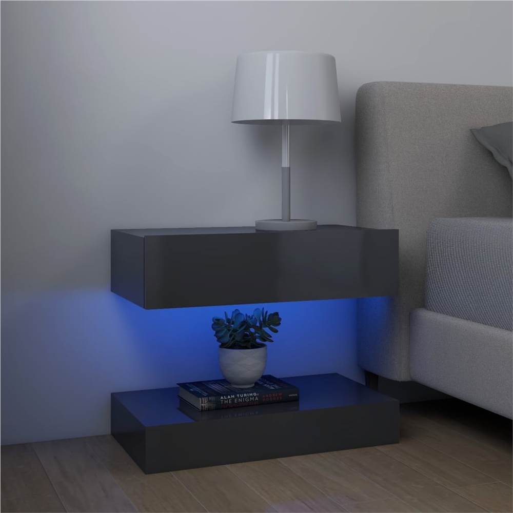 

Bedside Cabinet High Gloss Grey 60x35 cm Chipboard