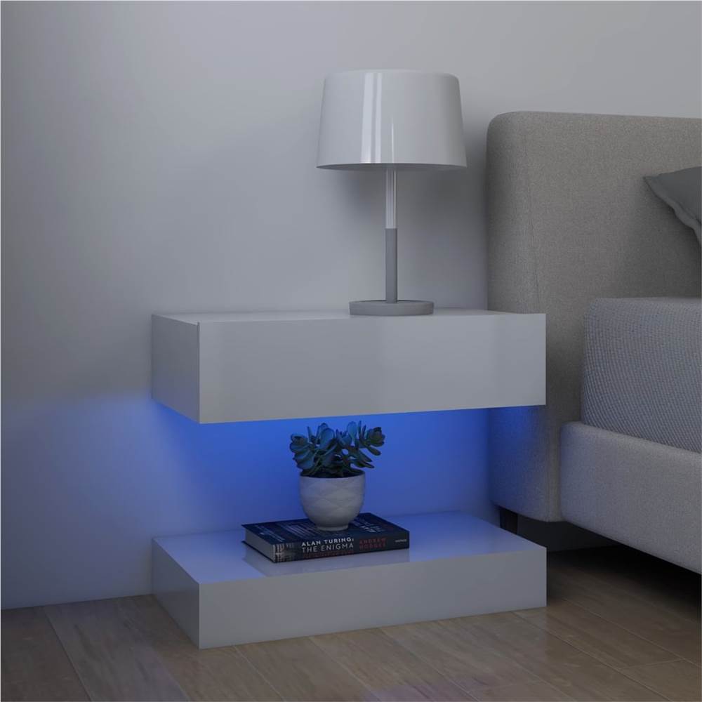 

Bedside Cabinet High Gloss White 60x35 cm Chipboard