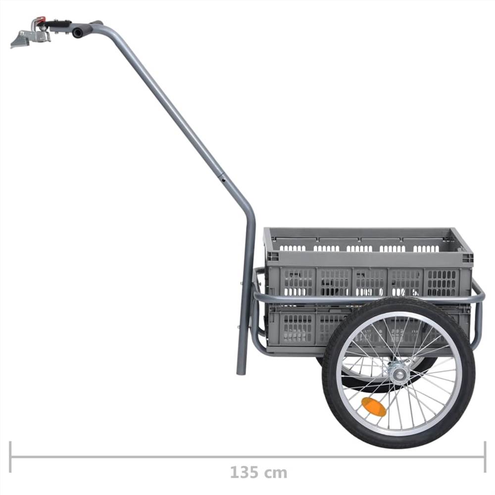 Bicycle Cargo Trailer with 50 L Foldable Transportbox Grey 150 kg