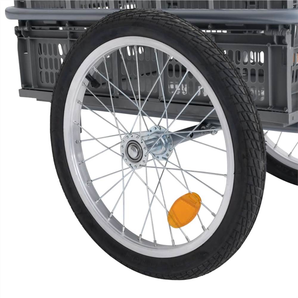 Bicycle Cargo Trailer with 50 L Foldable Transportbox Grey 150 kg