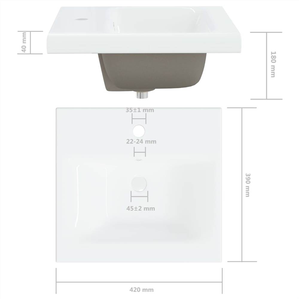 Built-in Basin with Faucet 42x39x18 cm Ceramic White