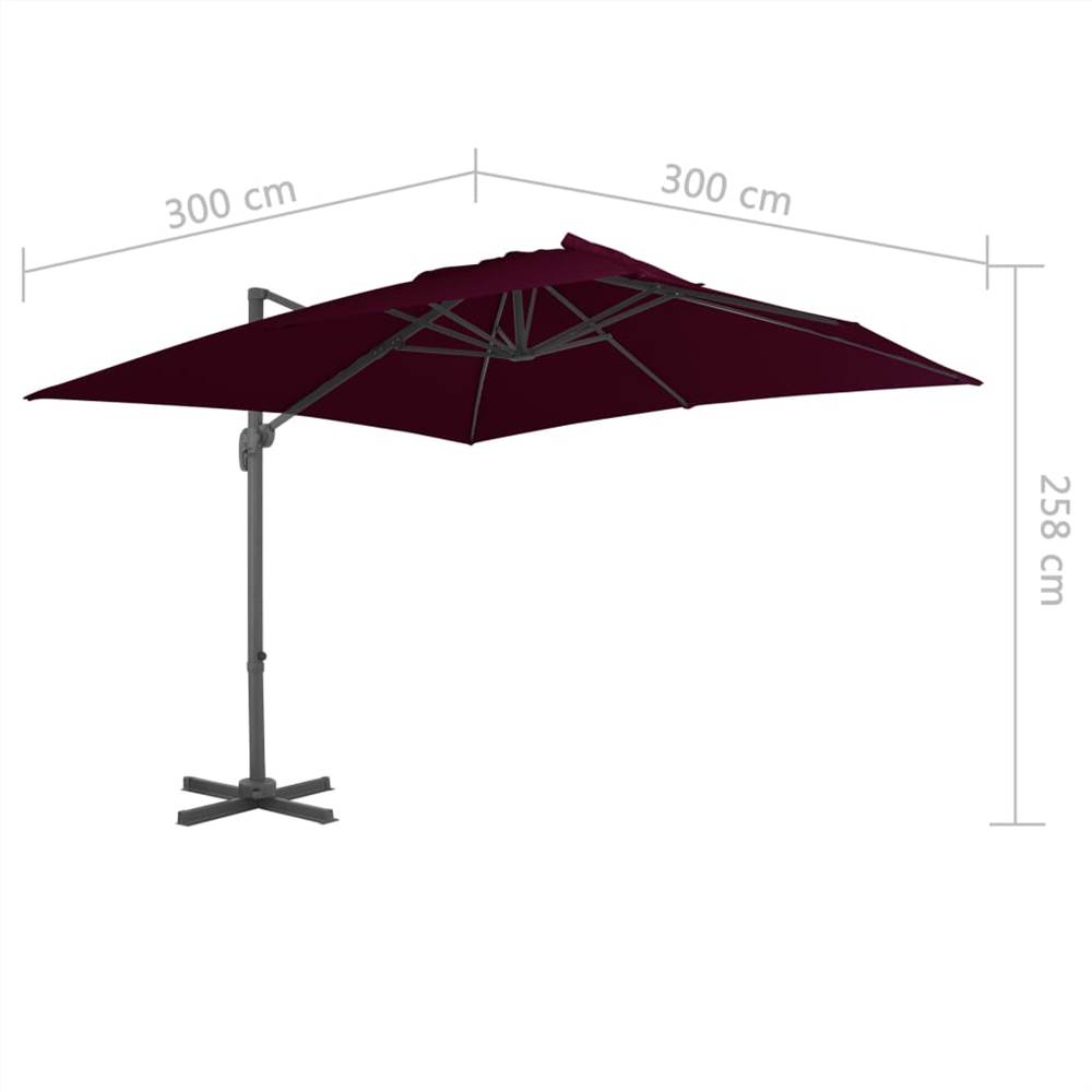 Cantilever Umbrella with Aluminium Pole Bordeaux Red 300x300 cm