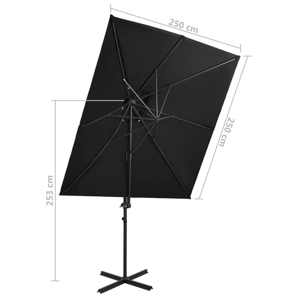 Cantilever Umbrella with Double Top Black 250x250 cm