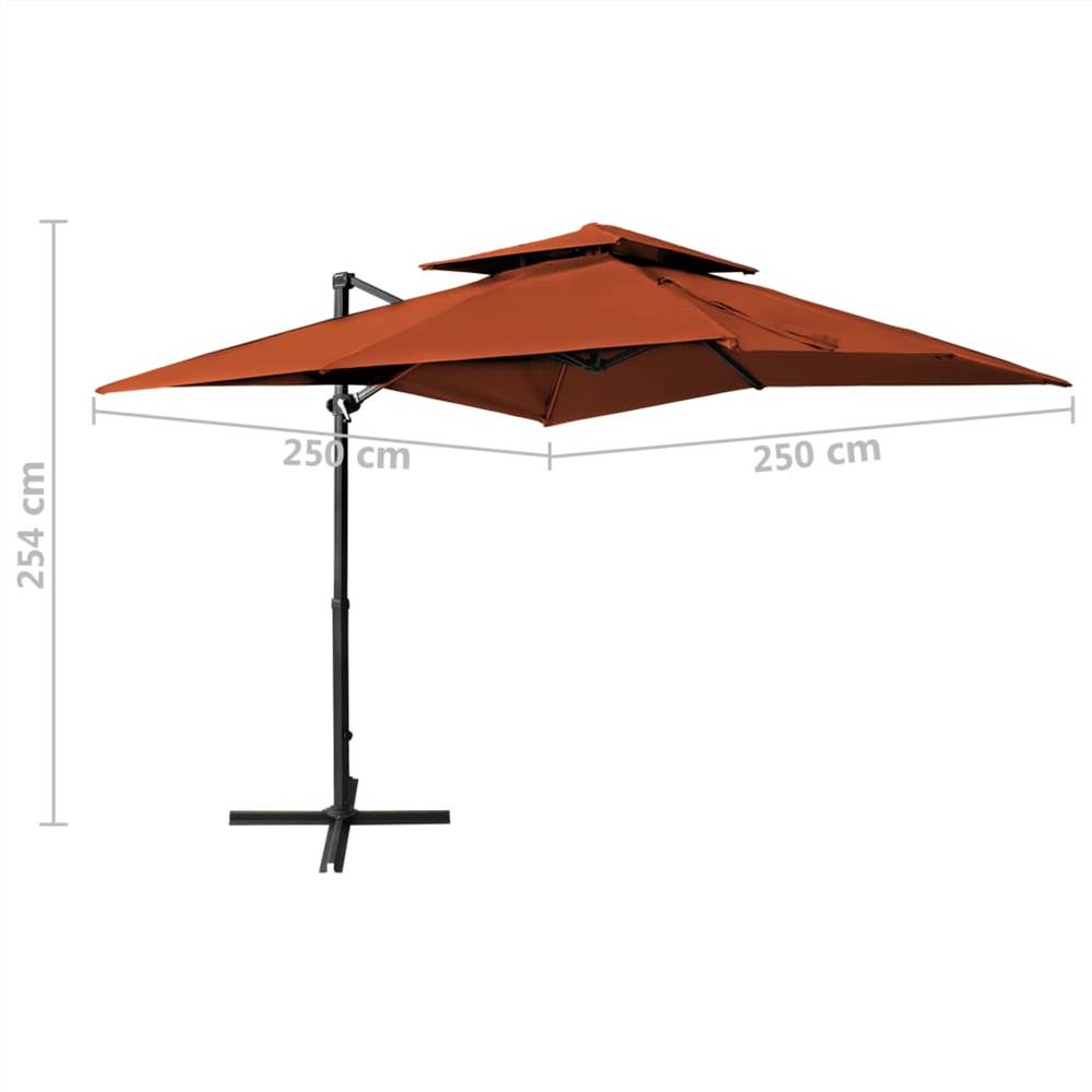 Cantilever Umbrella with Double Top Terracotta 250x250 cm