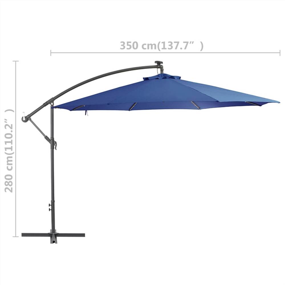 Cantilever Umbrella with LED Lights Azure Blue 350 cm