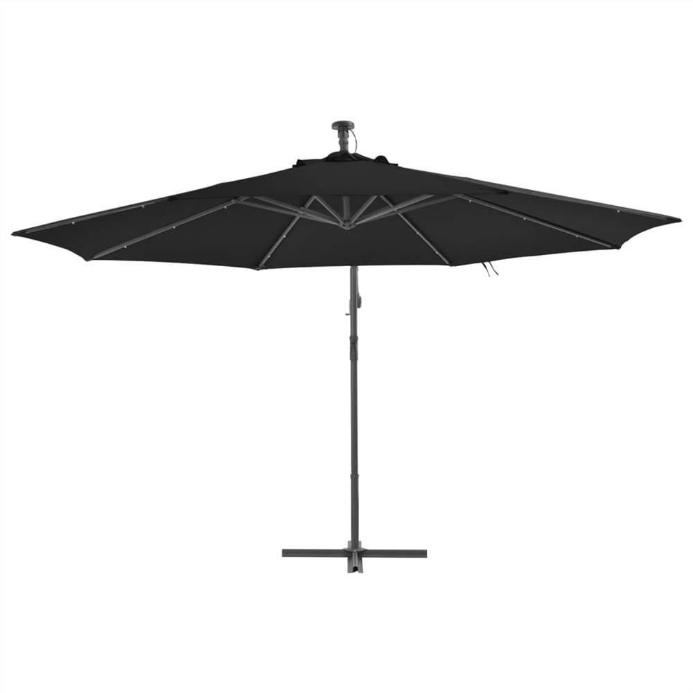 Cantilever Umbrella with LED Lights Black 350 cm