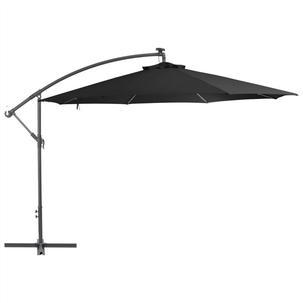Cantilever Umbrella with LED Lights Black 350 cm