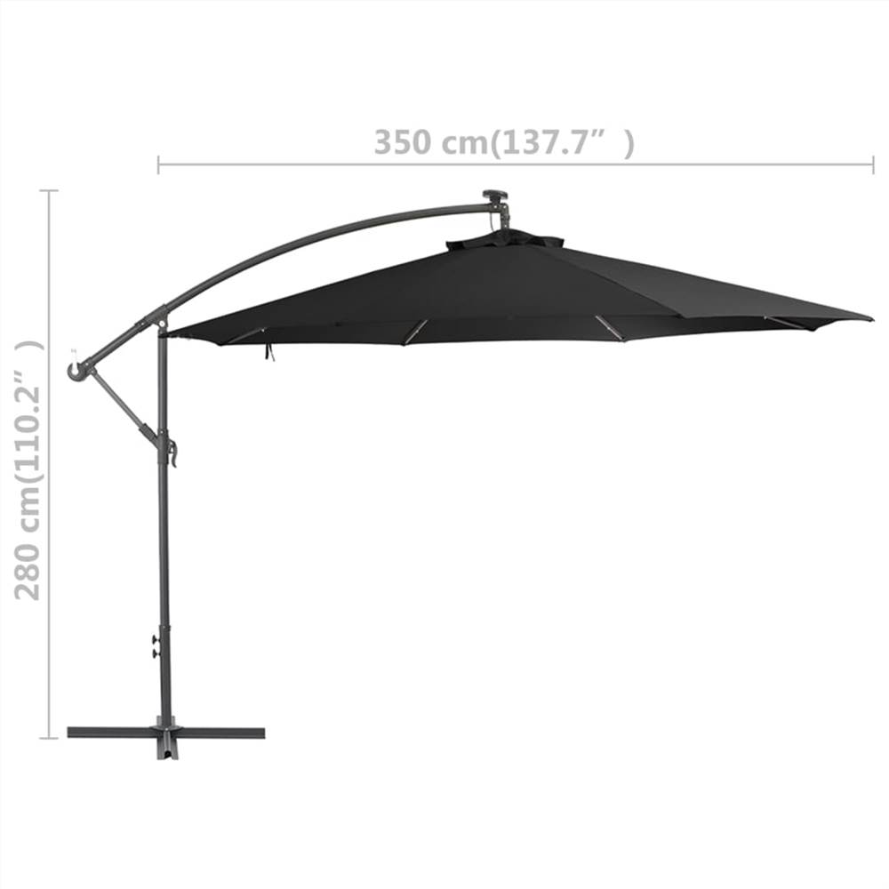 Cantilever Umbrella with LED Lights Black 350 cm