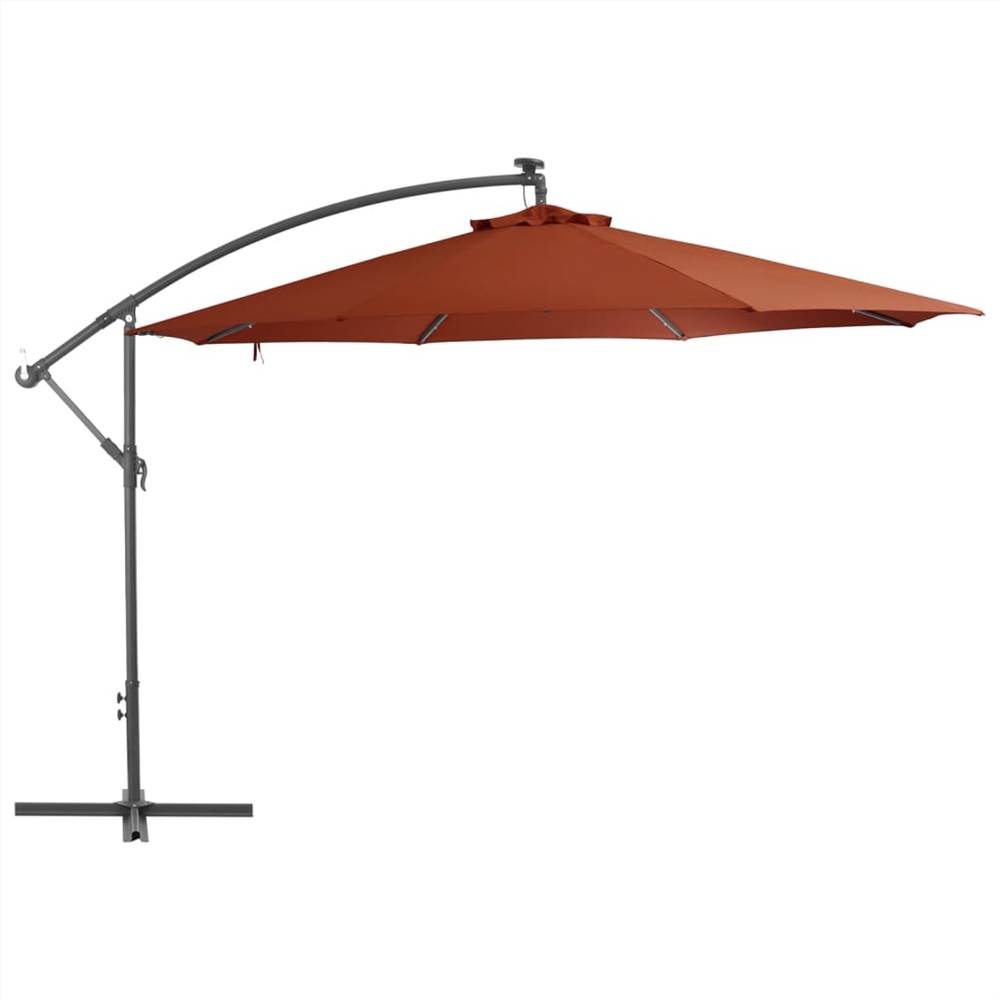 Cantilever Umbrella with LED Lights Terracotta 350 cm