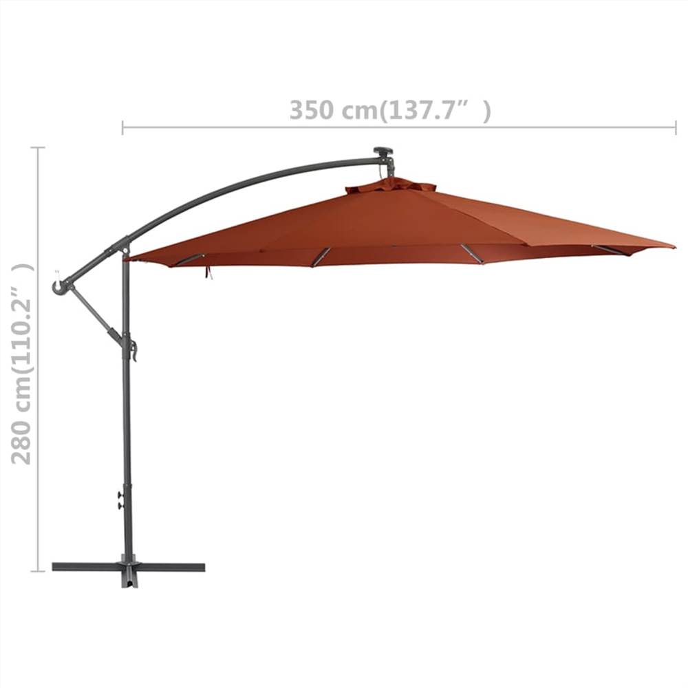 Cantilever Umbrella with LED Lights Terracotta 350 cm