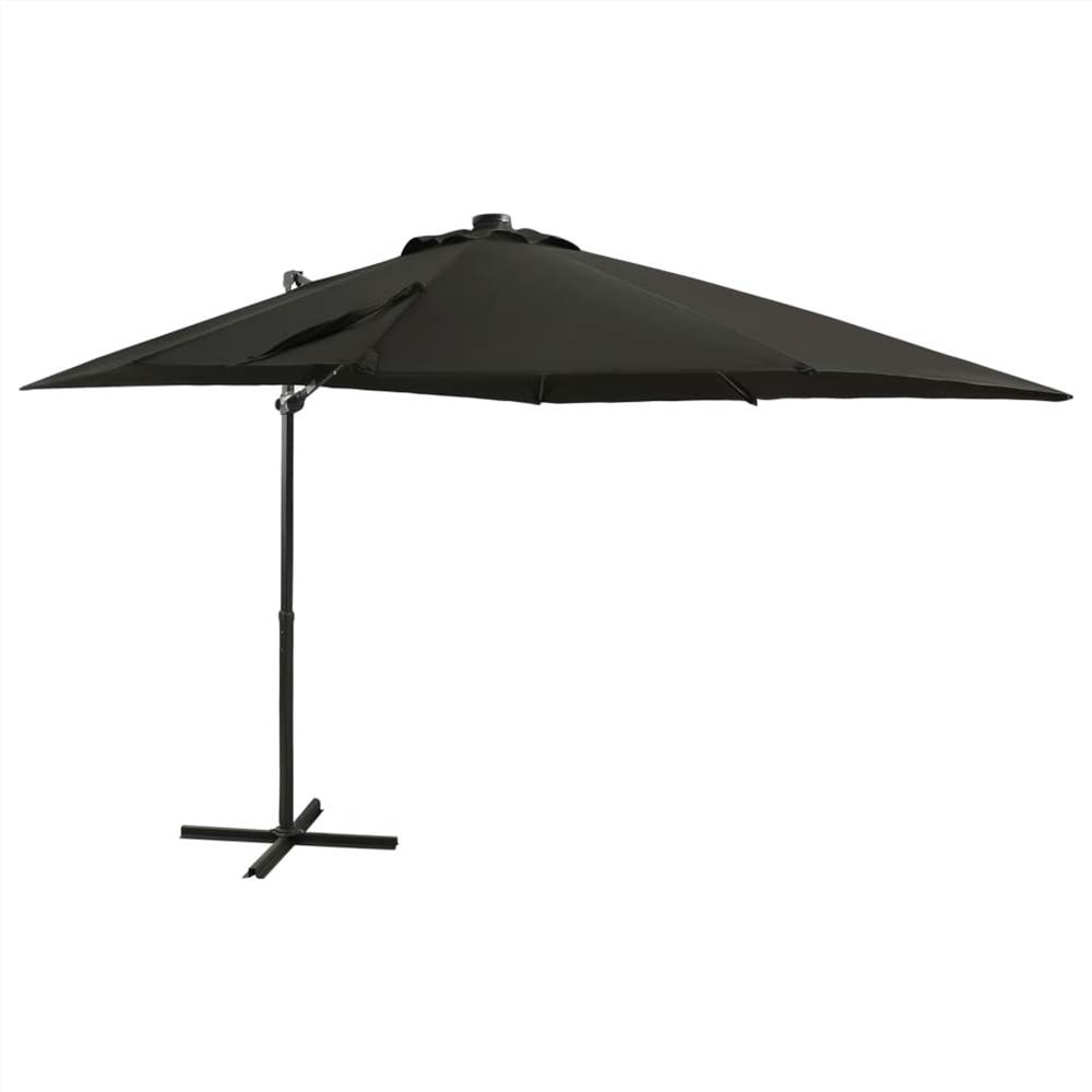 

Cantilever Umbrella with Pole and LED Lights Black 250 cm