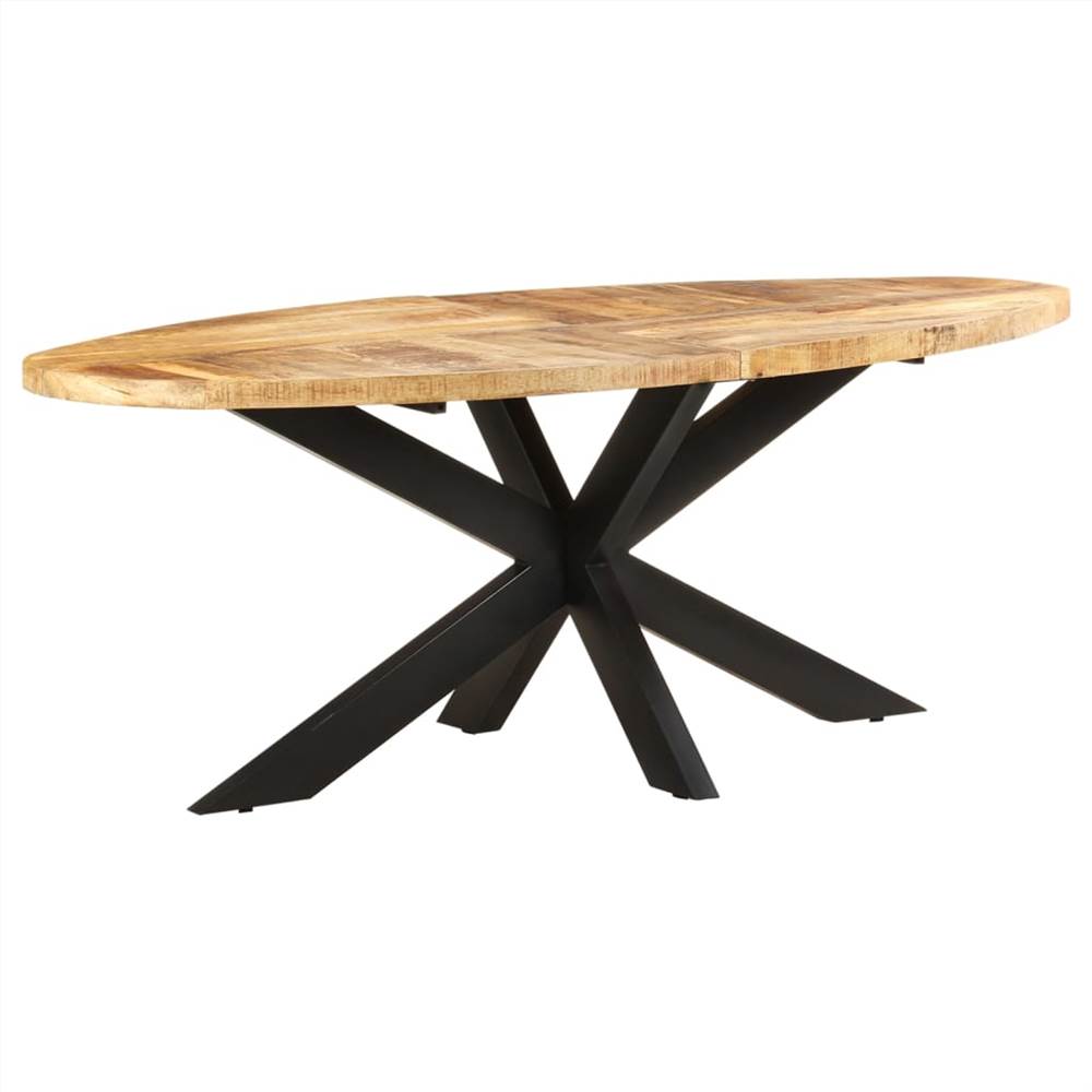 Dining Table Oval 200x100x75 cm Rough Mango Wood