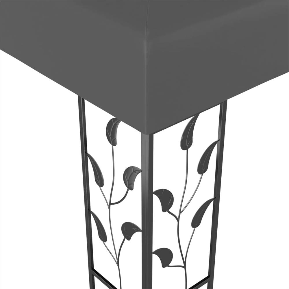 Gazebo with Double Roof and String Lights 3x4m Anthracite